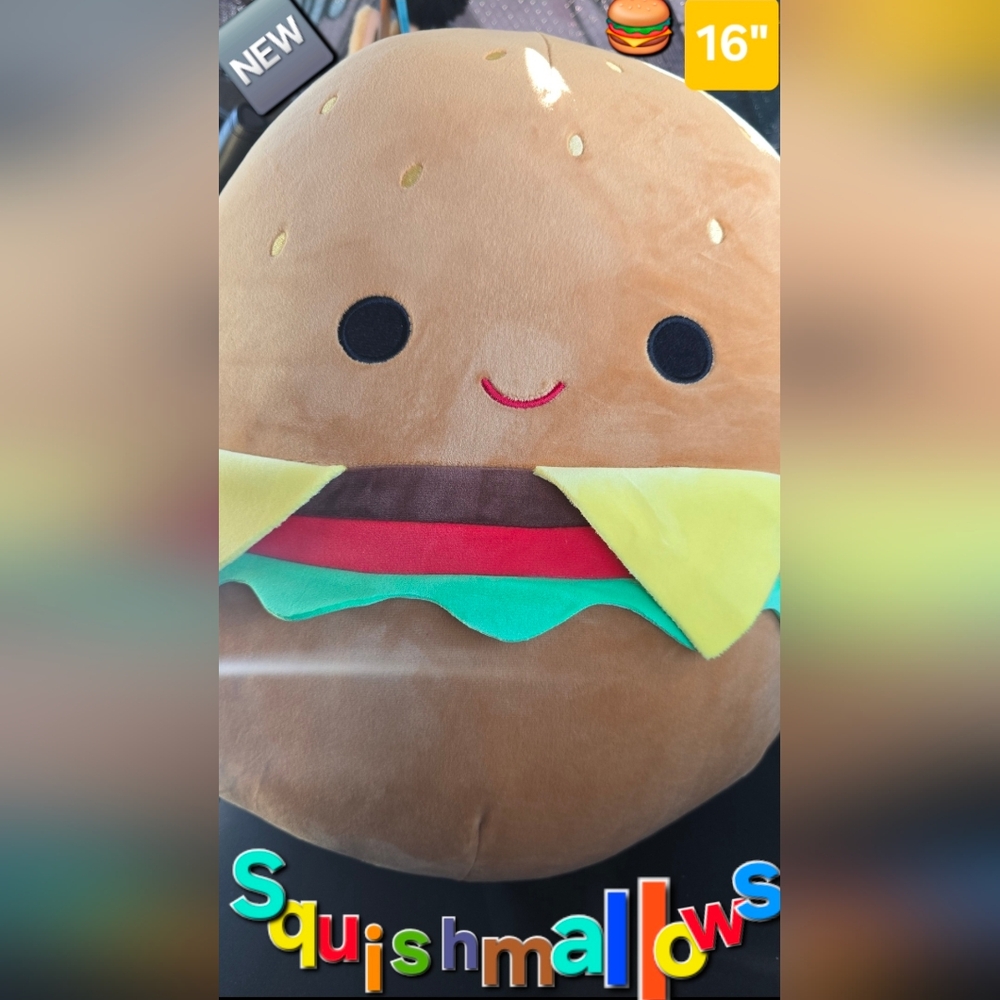 💥SOLD💥16" Squishmallows Burger Plush CARL